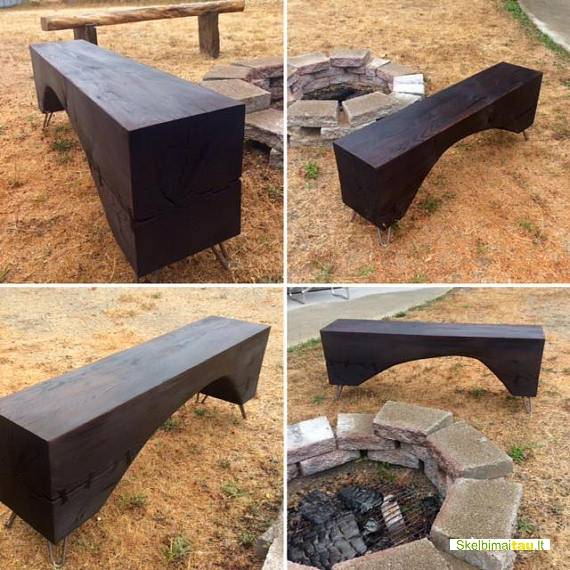 Degintos medienos interjero detalės