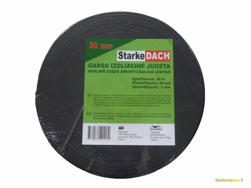 Garso izoliacinė juosta gipsiniams profiliams