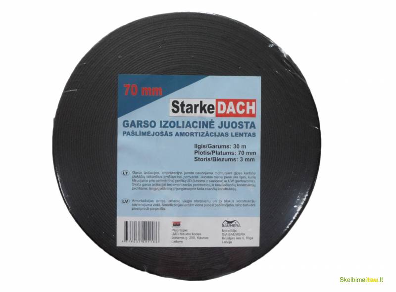 Garso izoliacinė juosta gipsiniams profiliams