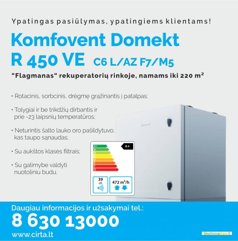 Naujiena rekuperatorius komfovent domekt