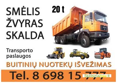 Skalda, žvyras, smėlis atvezame 20t kaune 8 698 15777