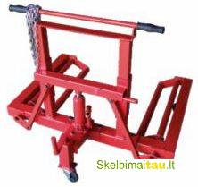 Vežimėlis sunkvežimių ratų pakėlimui ir transportavimui