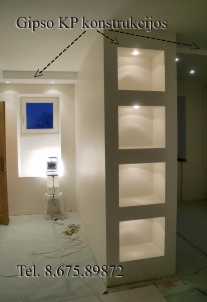 Dažom, tapetuojam, tvirtinam GKP