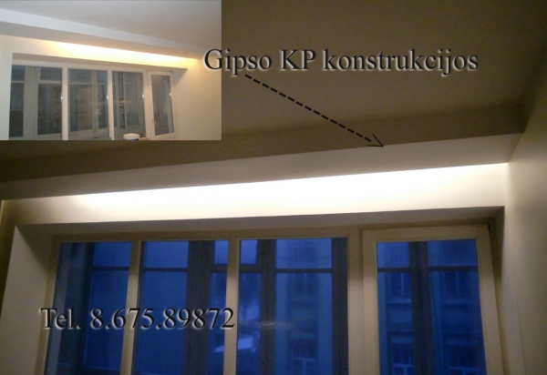 Gipso K. p. montavimas, dažymas- Tapetavimas