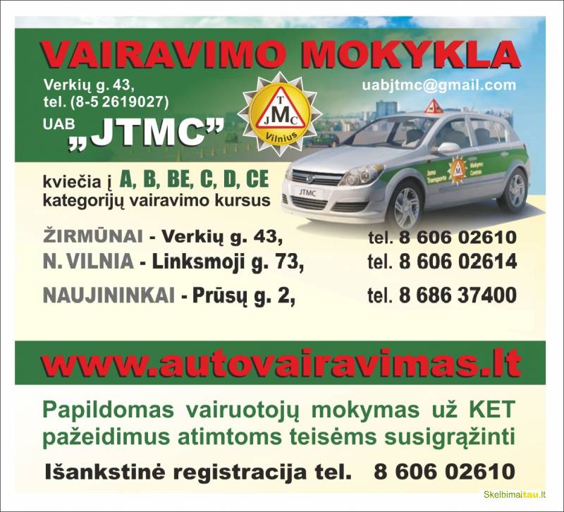 Vairavimo kursams a, a1, a2 akcija