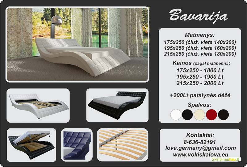 Vokiška lova bavarija įvairūs dydžiai, patalų dėžė
